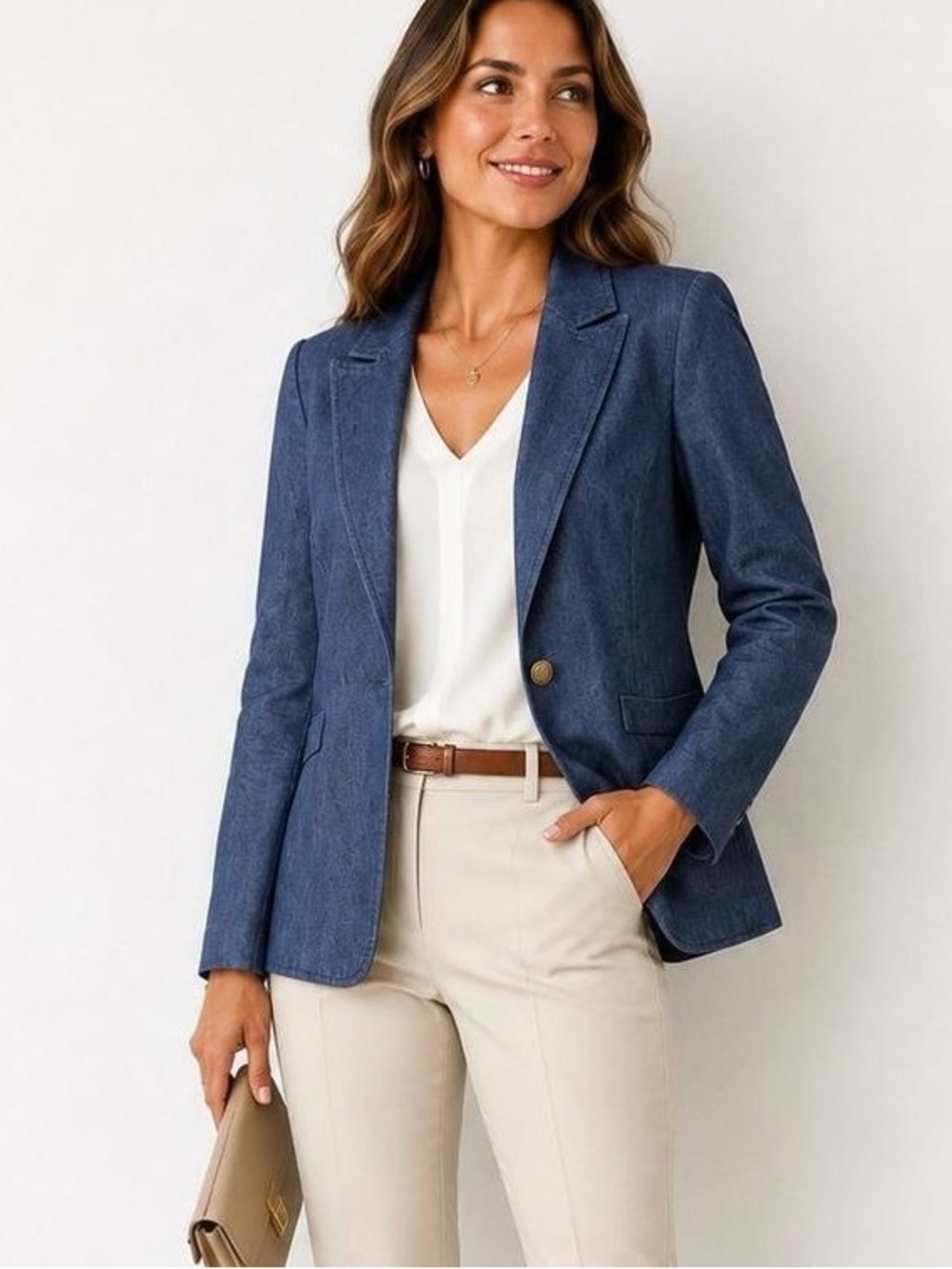 NWT Talbots Denim-Style Blue Single-Button Blazer
